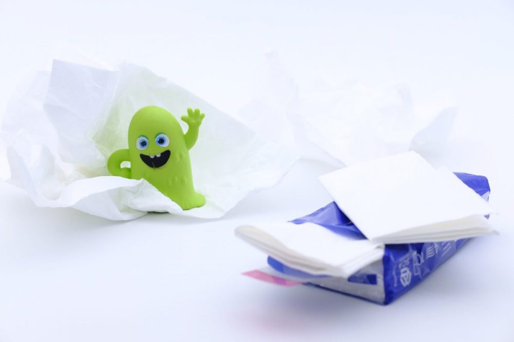 mouchoir, virus, rhume, maladie