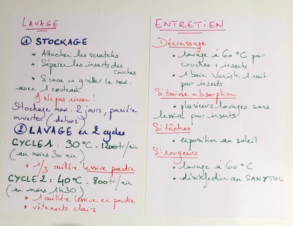 Couche lavable entretien