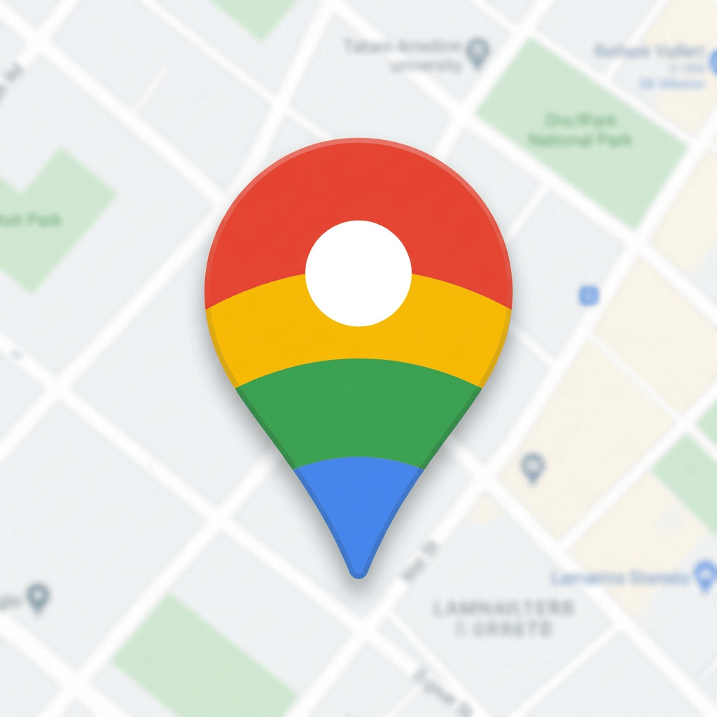 Google Maps location pin icon with red, yellow, green, and blue colors